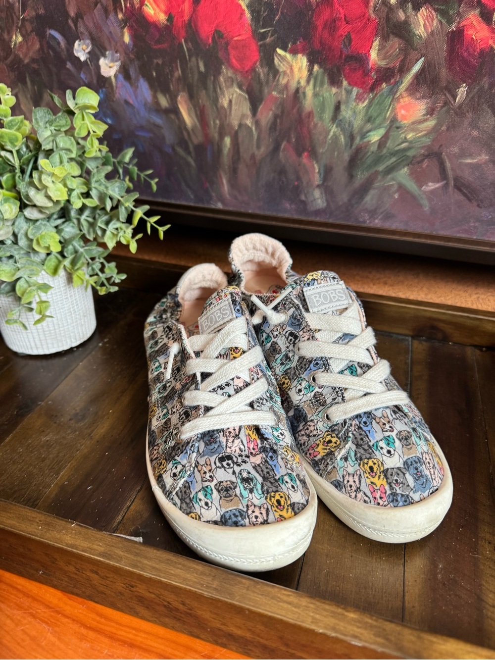 BOBS from Skechers Women’s  Multi-Color Dog Print Low-Top Sneakers